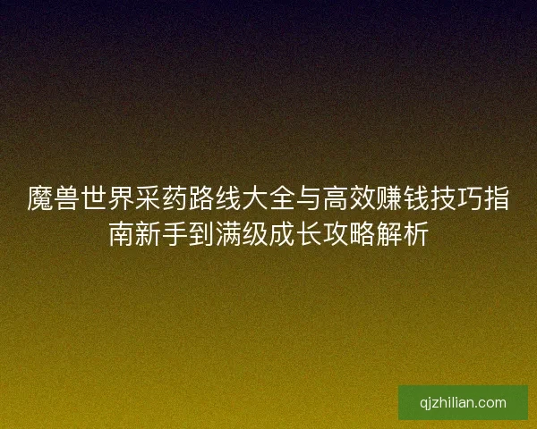 魔兽世界采药路线大全与高效赚钱技巧指南新手到满级成长攻略解析